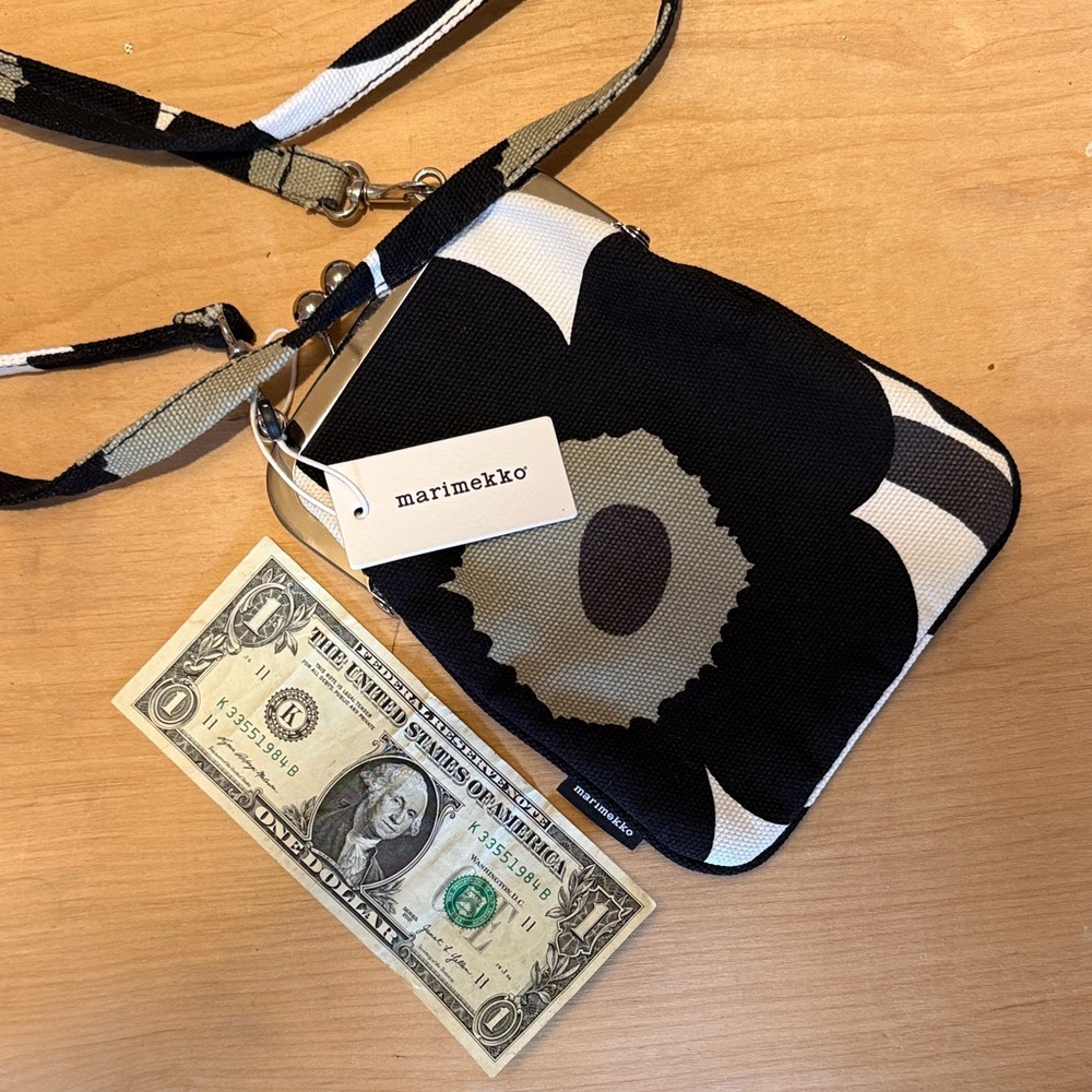 Marimekko Black, White & Olive Unikko Crossbody Pouch - Picture 9 of 9
